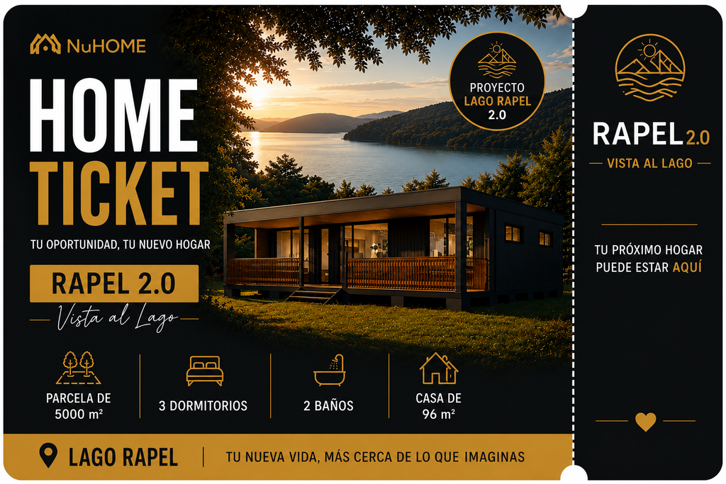 Nuhome Ticket Coleccionable ·  Casa 96m2+ Parcela en Lago Rapel 2.0+Parcela Lonquimay
