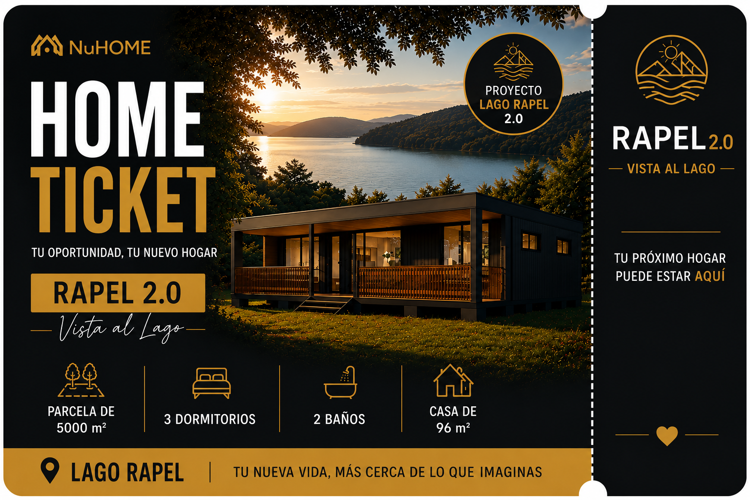 Nuhome Ticket Coleccionable ·  Casa 96m2+ Parcela en Lago Rapel 2.0+Parcela Lonquimay